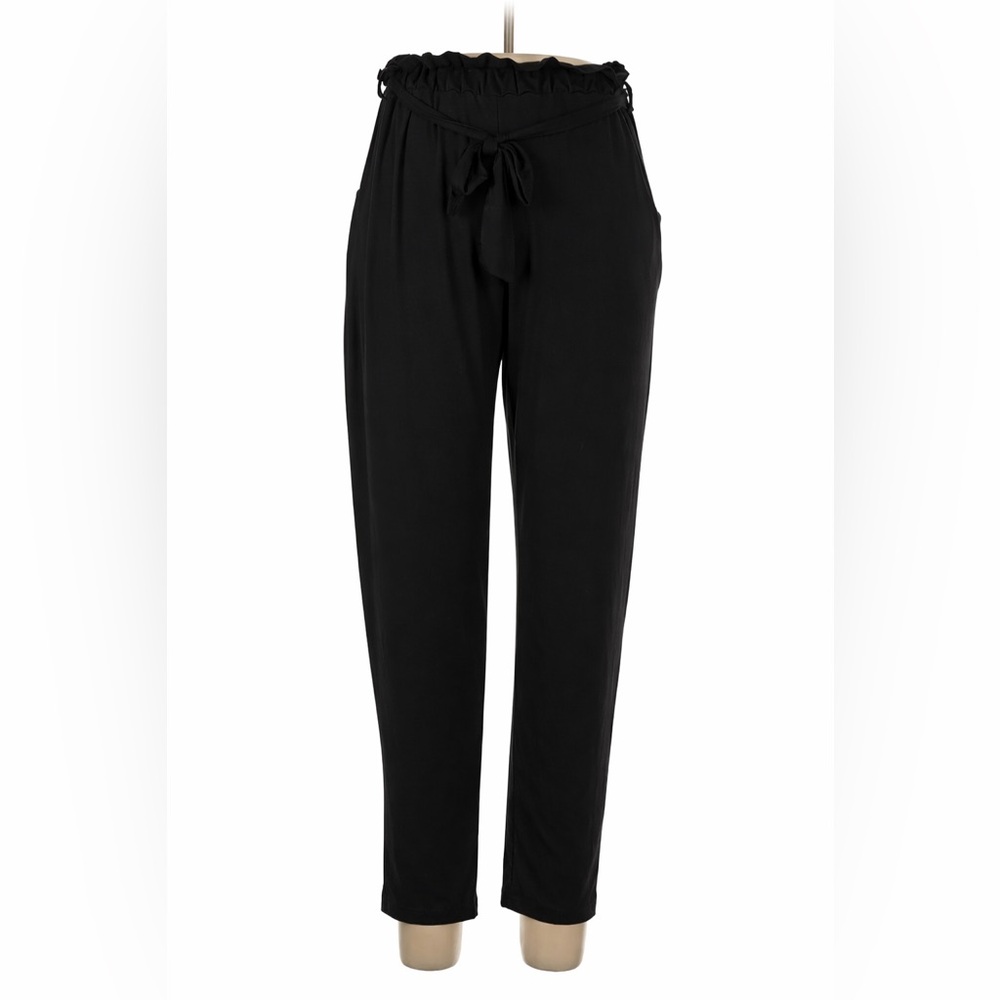 Full Circle Trends Paperbag Waist Belted Knit Joggers Black Women’s Medium